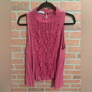 Maurices Sleeveless Lac Top, Rose-  Size XL